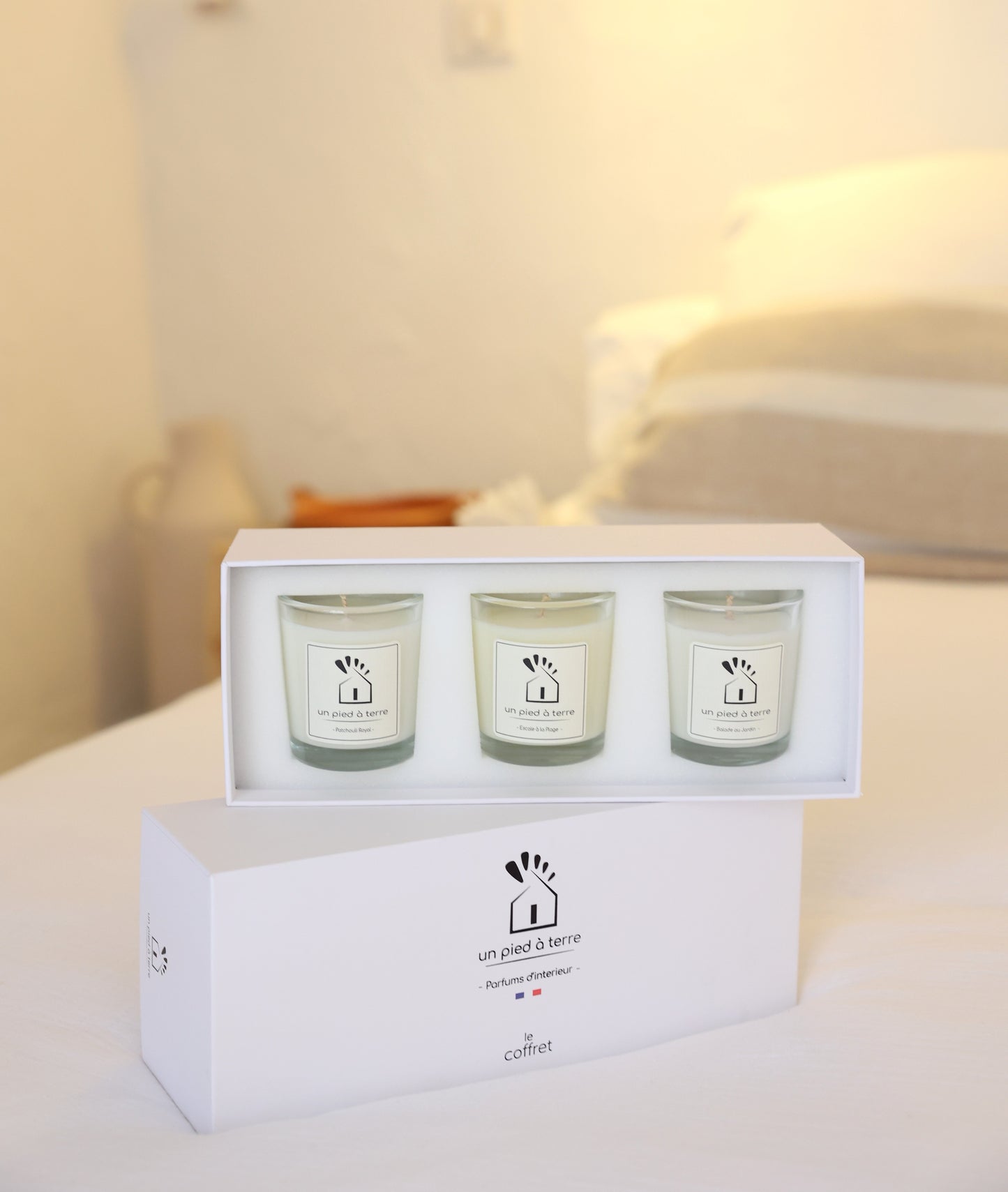 "Le Coffret". 3 bougies votives de la collection "intemporelles"